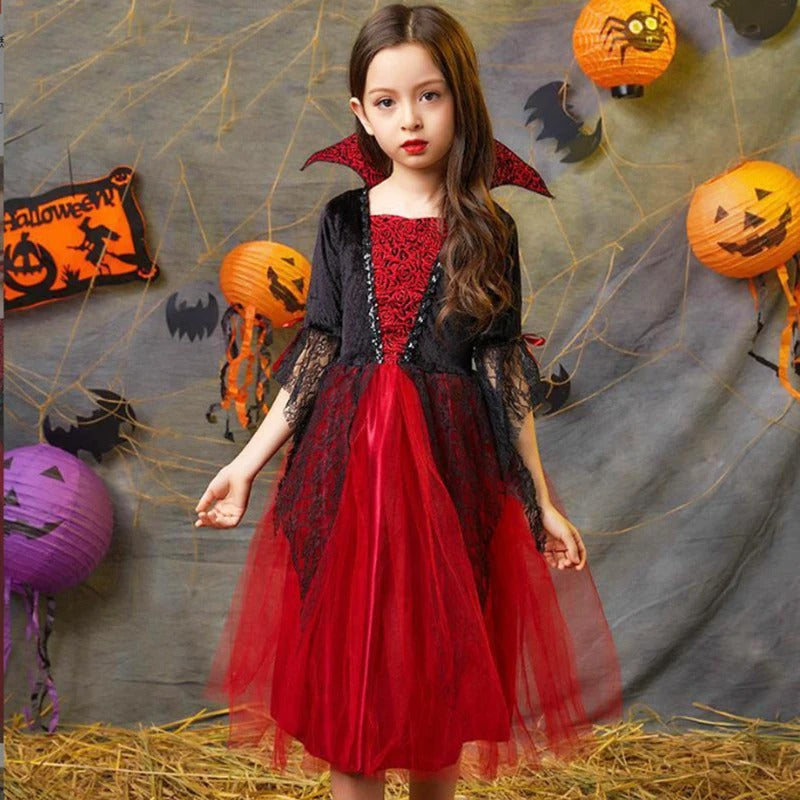 Girls Red Vampire Ghost Bride Costume Bananarama